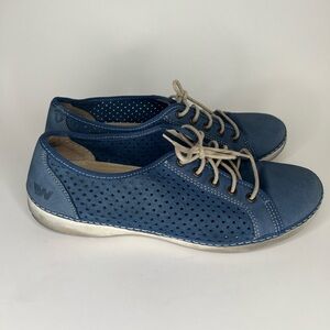 weinbrenner Shoes Lace Up Casual Sneakers Women Size 41 US 10 Blue Suede Leather